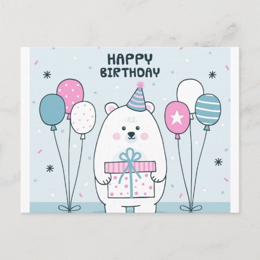 Happy Birthday Polar Bear Postkarte (Vorderseite)