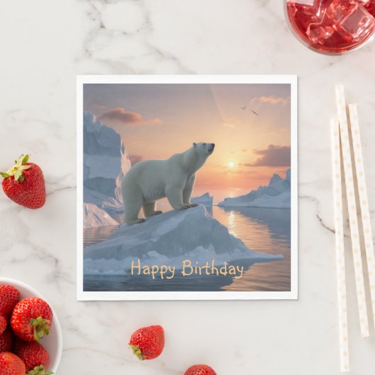 Happy Birthday Polar Bear Serviette (Beispiel)