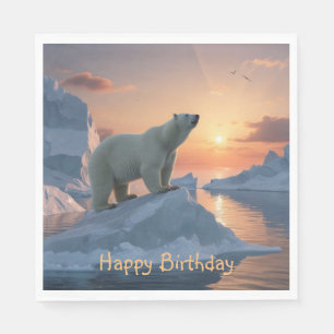 Happy Birthday Polar Bear Serviette