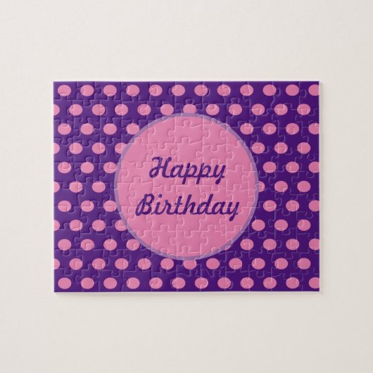 Happy Birthday Polka Dot Jigsaw Puzzle (Lila) (Horizontal)