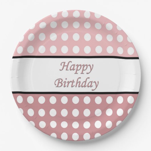 Happy Birthday Polka Dot Pappteller (Vorderseite)