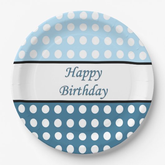 Happy Birthday Polka Dot Pappteller (Vorderseite)
