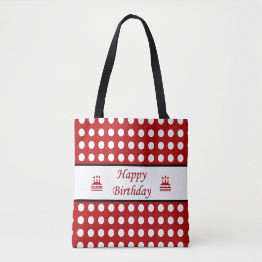 Happy Birthday Polka Dot Tasche (Vorderseite)