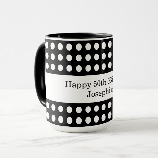 Happy Birthday Polka Dot Tasse (Vorderseite Links)