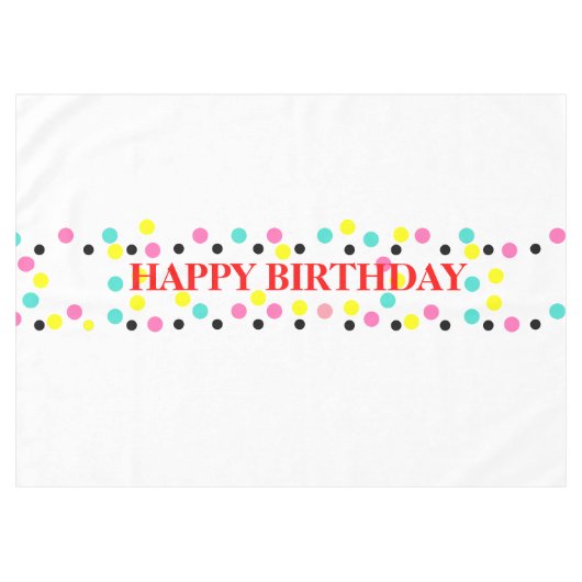 Happy Birthday Polka Dots Tischdecke (Vorderseite (Horizontal))