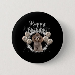 Happy Birthday Poodle Button