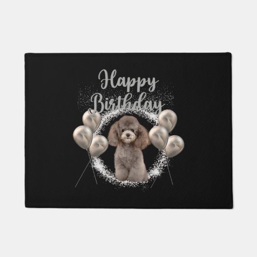 Happy Birthday Poodle Fußmatte (Vorderseite)