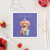 Happy Birthday Poodle mit Party Hat & Bday Cake Serviette (Beispiel)