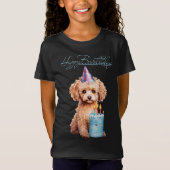 Happy Birthday Poodle mit Party Hat & Bday Cake T-Shirt (Vorderseite)