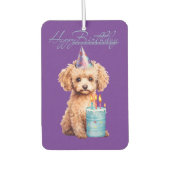 Happy Birthday Poodle Pup Blue Cake Air Freshener Autolufterfrischer (Vorderseite)