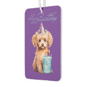 Happy Birthday Poodle Pup Blue Cake Air Freshener Autolufterfrischer (Links)