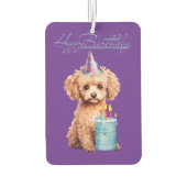 Happy Birthday Poodle Pup Blue Cake Air Freshener Autolufterfrischer (Rückseite)