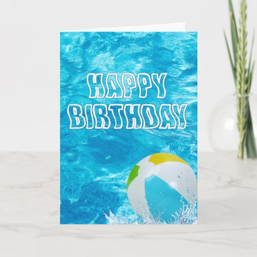 Happy Birthday Pool Wasser Karte (Vorderseite)