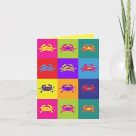 Happy Birthday Pop Art Crabs mehrfarbig Karte (Vorderseite)