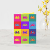 Happy Birthday Pop Art Crabs mehrfarbig Karte (Gelbe Blume)
