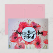 Happy Birthday Poppy Blumendamen Name Postcard Postkarte (Vorne/Hinten)