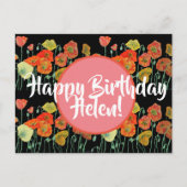 Happy Birthday Poppy Blumendamen Name Postcard Postkarte (Vorderseite)