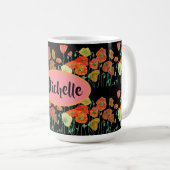 Happy Birthday Poppy Blumenorgel Orange Damen Name Kaffeetasse (VorderseiteRechts)