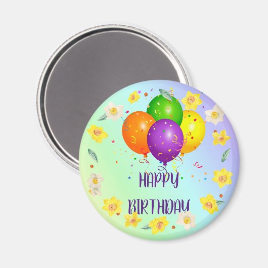 Happy Birthday, popular design, Magnet (Vorderseite/Rückseite)