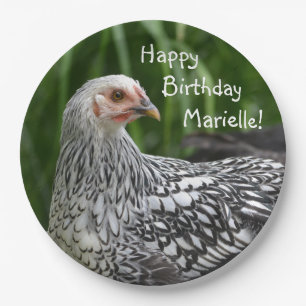 Happy Birthday Posing Huhn Pappteller