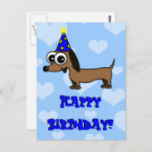 Happy Birthday Postcard - Dackel Postkarte (Vorne/Hinten)