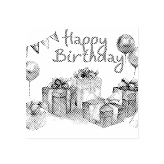 Happy Birthday Postcard Gummistempel (Prägung)