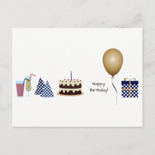 Happy Birthday Postcard - in marineblau Postkarte