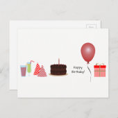 Happy Birthday Postcard - in rot Postkarte (Vorne/Hinten)