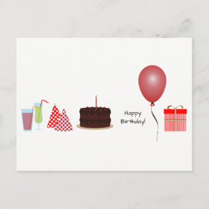 Happy Birthday Postcard - in rot Postkarte