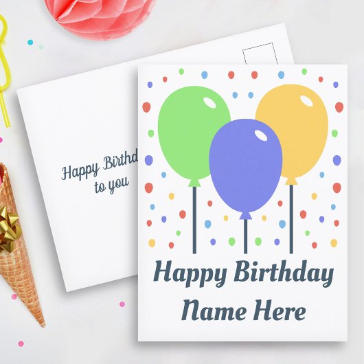 Happy Birthday Postcard mit farbigen Balloons Postkarte