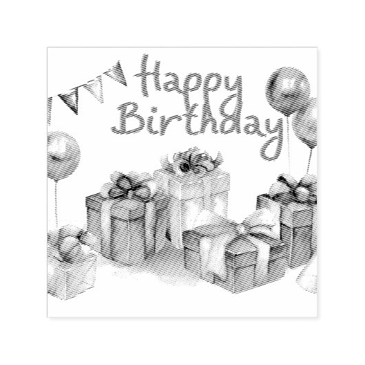 Happy Birthday Postcard Permastempel (Design)