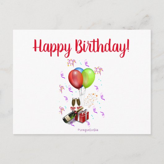Happy Birthday Postcard Postkarte (Vorderseite)