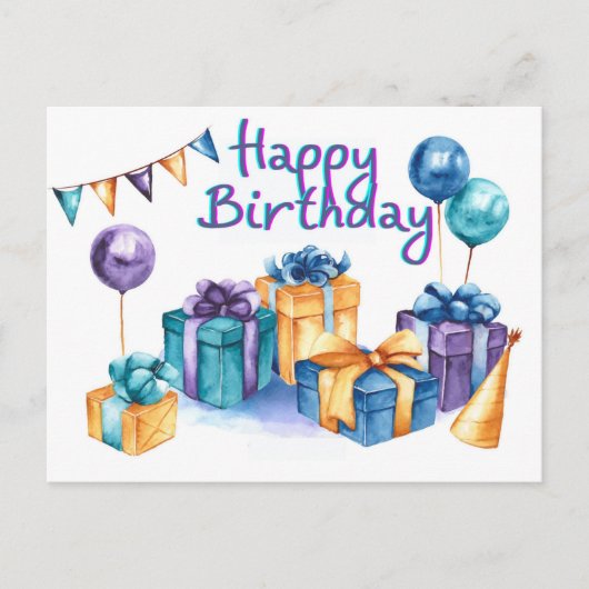 Happy Birthday Postcard Postkarte (Vorderseite)
