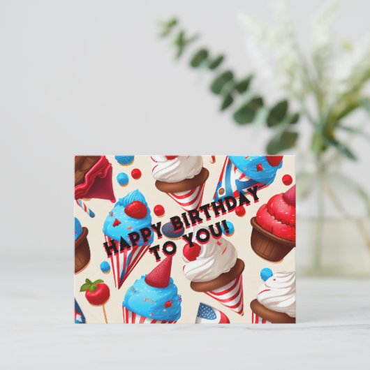 Happy Birthday Postcard Postkarte (Stehend Vorderseite)