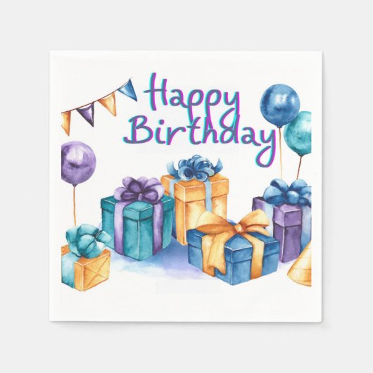 Happy Birthday Postcard Serviette (Vorderseite)