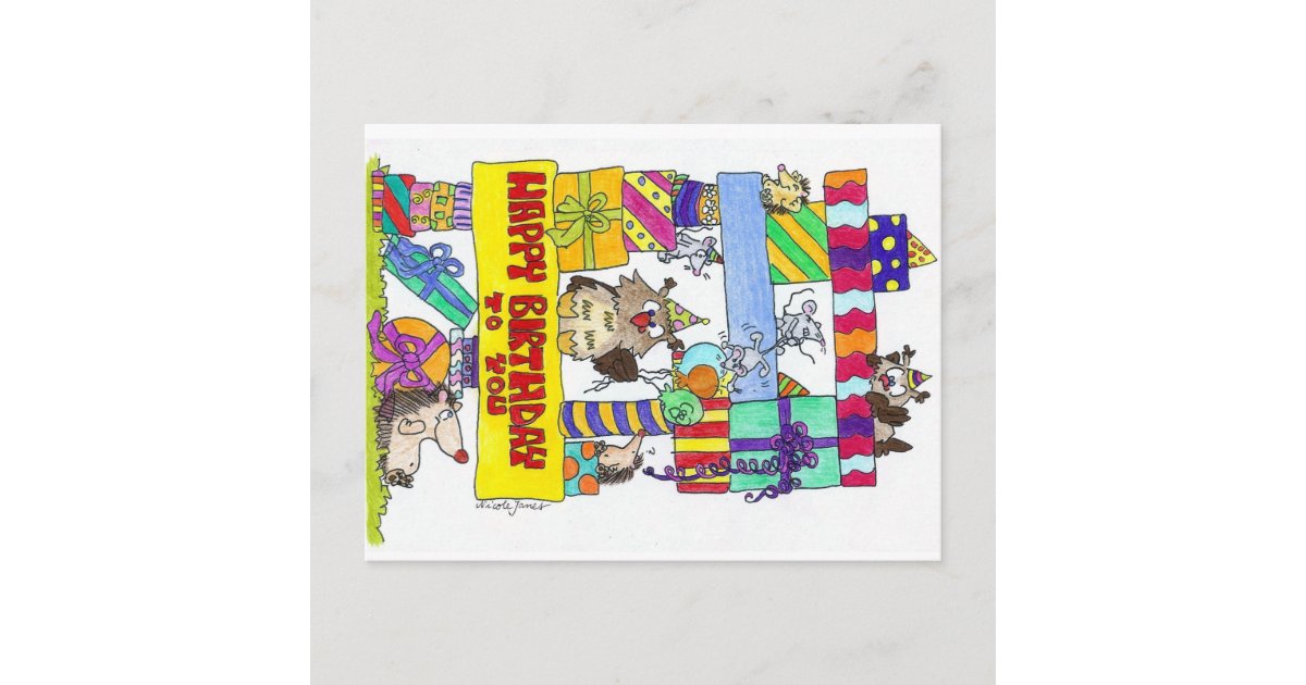 Happy Birthday Postcard Von Nicole Janes Postkarte Zazzle De