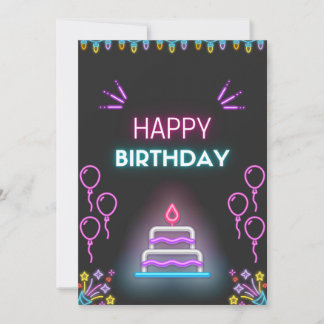 Happy Birthday Poster - Vibranly Glow Party Theme Einladung