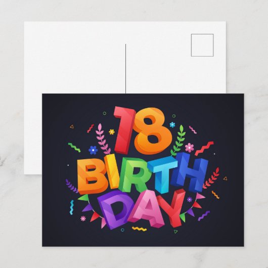 Happy Birthday Postkarte (Vorne/Hinten)