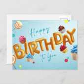Happy Birthday Postkarte (Vorne/Hinten)