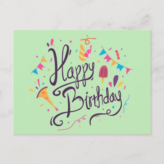 Happy Birthday Postkarte (Vorderseite)