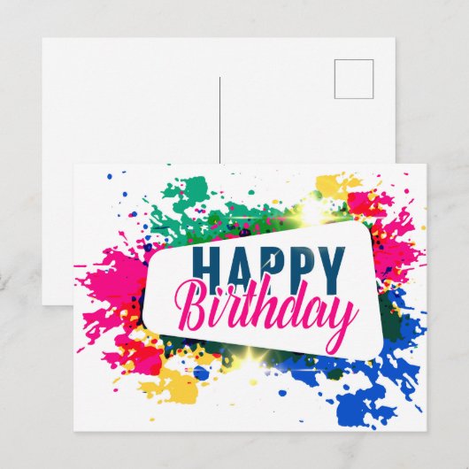 Happy Birthday Postkarte (Vorne/Hinten)