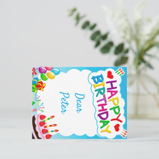 Happy Birthday Postkarte (Stehend Vorderseite)