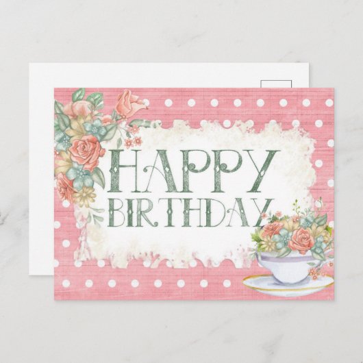 Happy Birthday Postkarte (Vorne/Hinten)