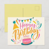 Happy Birthday Postkarte (Vorne/Hinten)