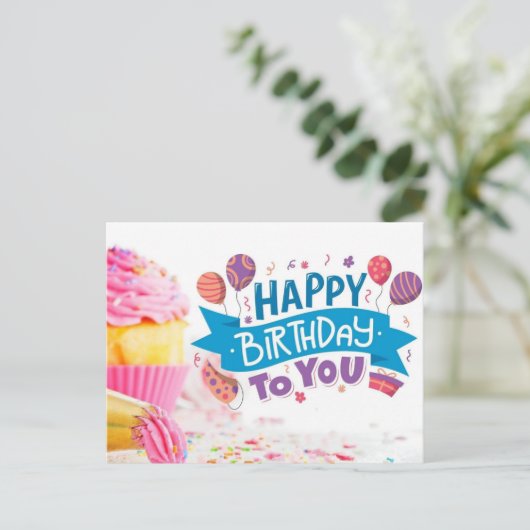 Happy Birthday Postkarte (Stehend Vorderseite)