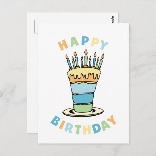 Happy Birthday Postkarte (Vorne/Hinten)