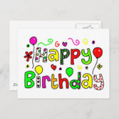 Happy Birthday Postkarte (Vorne/Hinten)