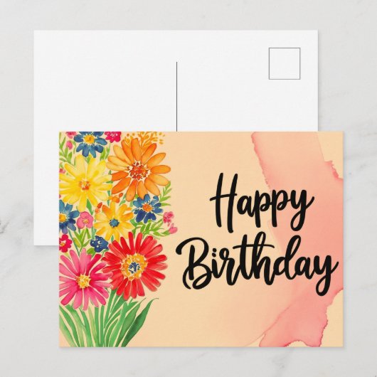 Happy Birthday Postkarte (Vorne/Hinten)
