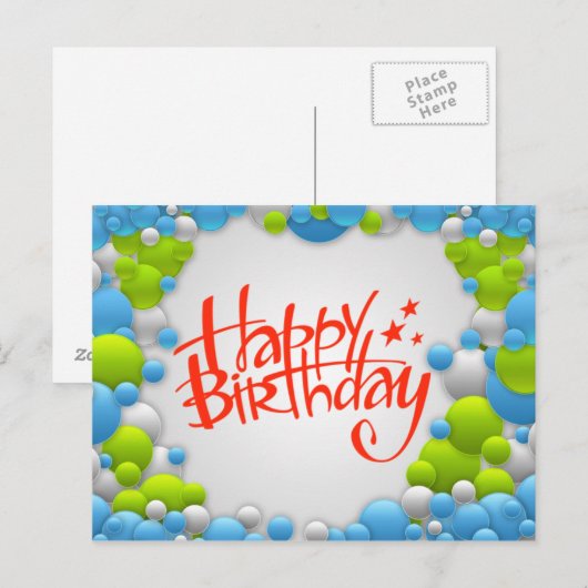 Happy Birthday Postkarte (Vorne/Hinten)