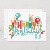 Happy Birthday Postkarte (Vorne/Hinten)